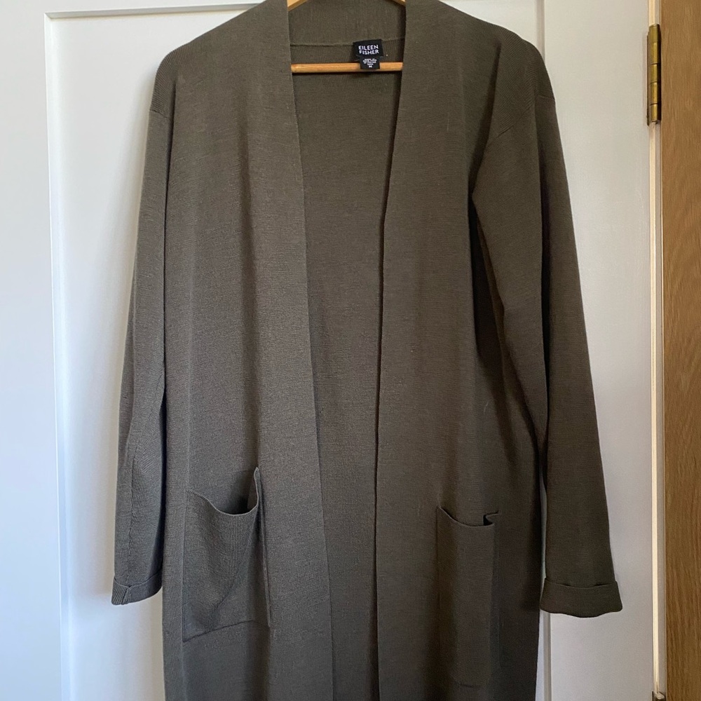 Eileen Fisher Olive Cape Jacket Size Medium - Picture 2 of 5